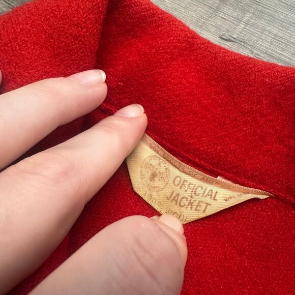 Vintage 60s 70s Boy Scouts Of America Cleveland Indians Red Mens S Wool Jacket - Picture 4 of 9